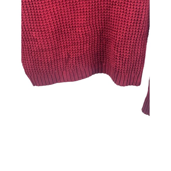 Old Navy Red Chunky Knit Scoop Neck Sweater S Tomato Girl Cotton Blend Relaxed F - Picture 7 of 8